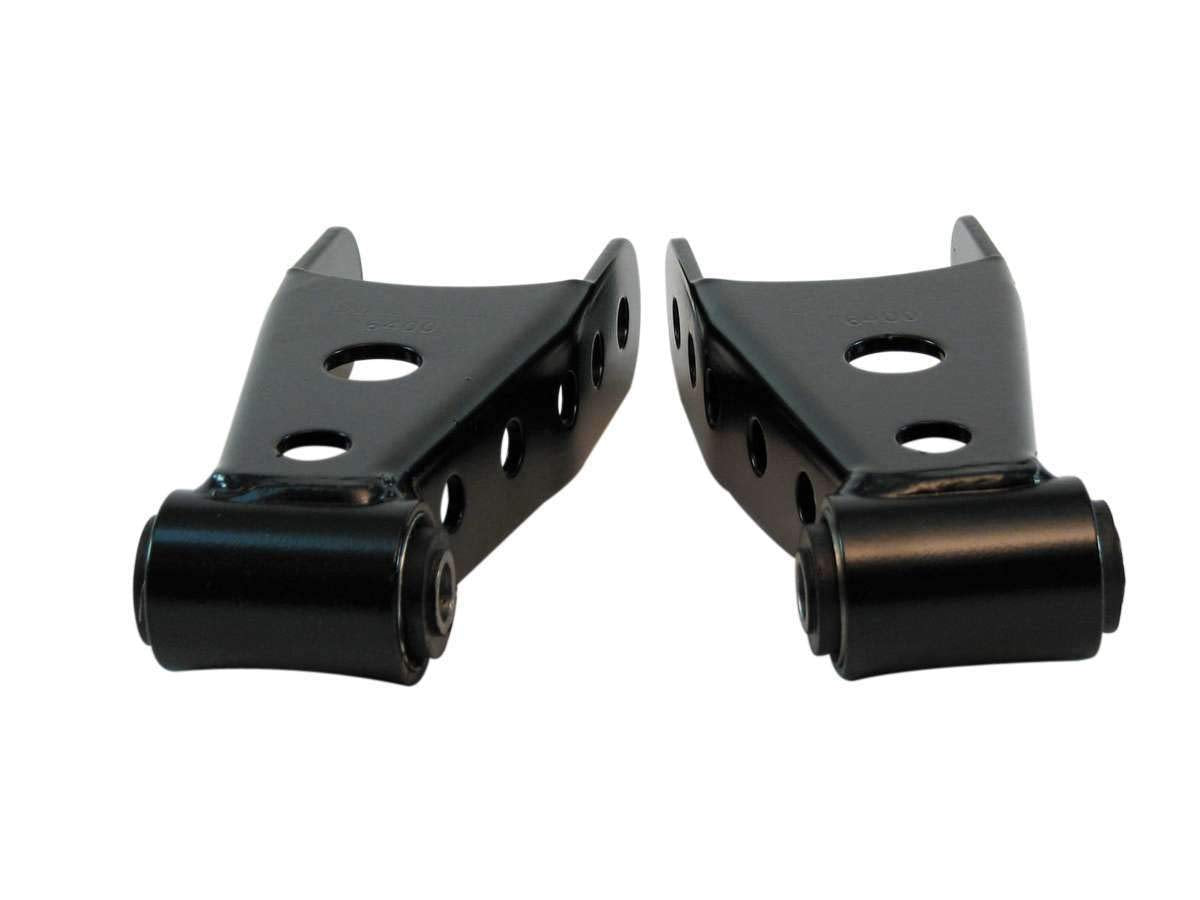 Bell Tech Spring Shackle, 2 In Lowering, Rubber Bushings, Steel, Black Powder Coat, Compatible With Gm Fullsize Truck 1988-2018, Pair
