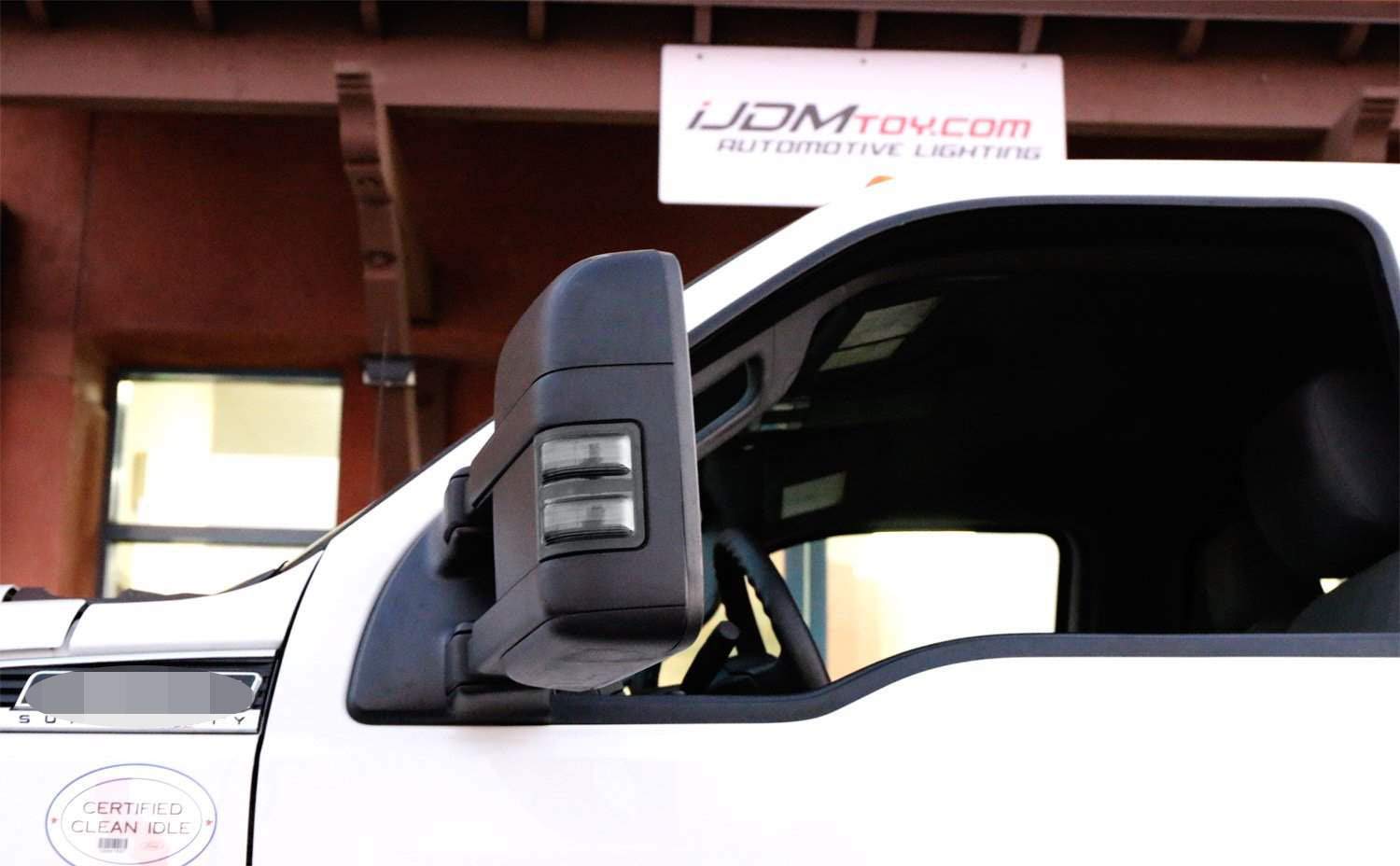 Ijdmtoy Smoked Lens Switchback Led Side Mirror Marker Lamps Compatible With 2008-16 Ford F250 F350 F450 Super Duty, (2) Smoked Lens, White Led Parking Light, Amber Led Turn Signal Light