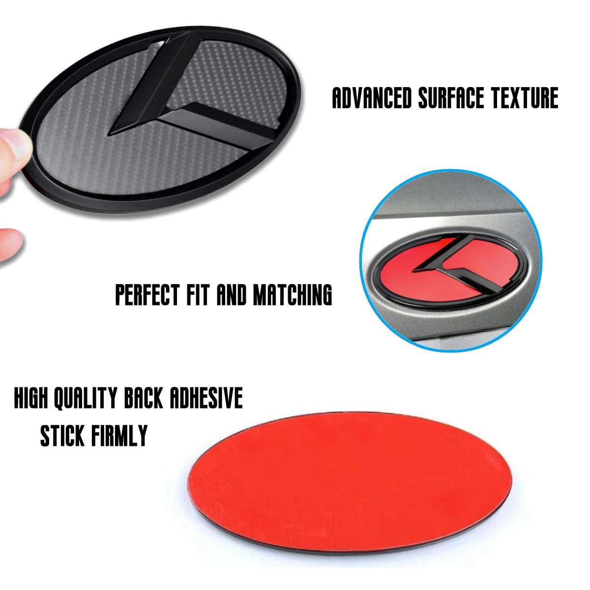 2Pcs K Logo Front Hood Trunk Emblem Badge Compatible with Forte Sedan Optima Cerato .etc (Carbon Fiber Black)