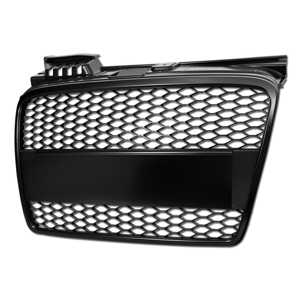 TLAPS 7422438853844 Compatible With 2005 2006-2008 Audi A4 B7 Matte Black RS-Honeycomb Mesh Front Bumper Grill Grille With Emble