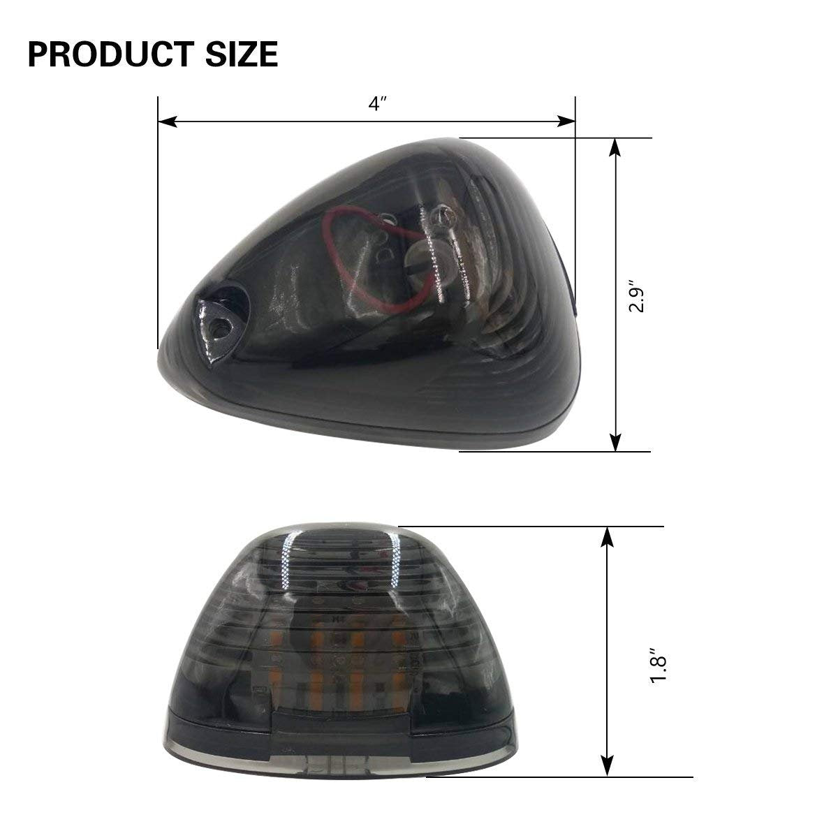 5 X Cab Marker Light, Smoke Lens With Amber 16 Led Roof Running Lights, Top Clearance Light For 1999-2016 Ford F150 F250 F350 F4