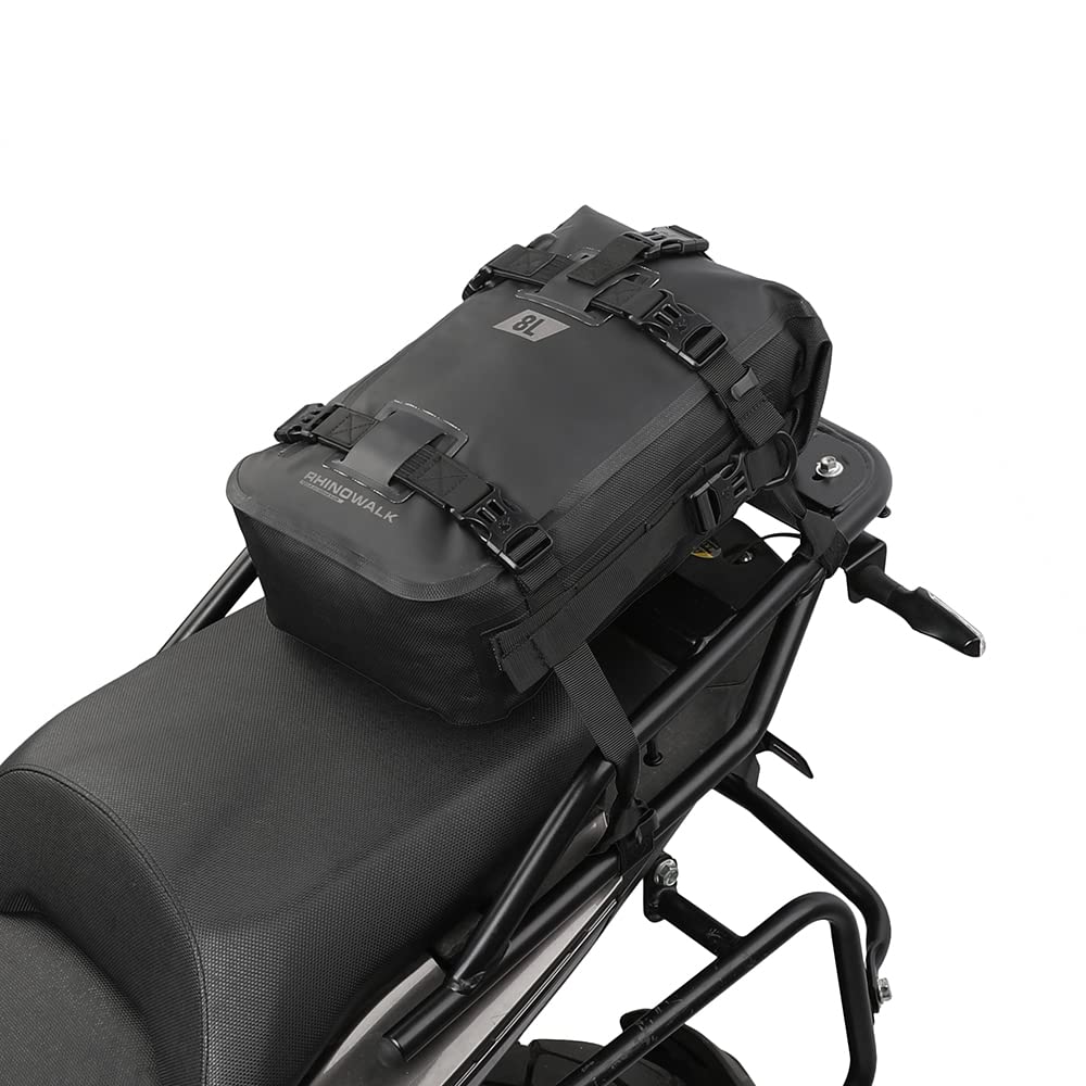 Rhinowalk Motorcycle Tail Bag Motorbike Side Bag 8L Full Waterproof Motor Saddle Pannier Bag Rear Rack Trunk Professional Motor 