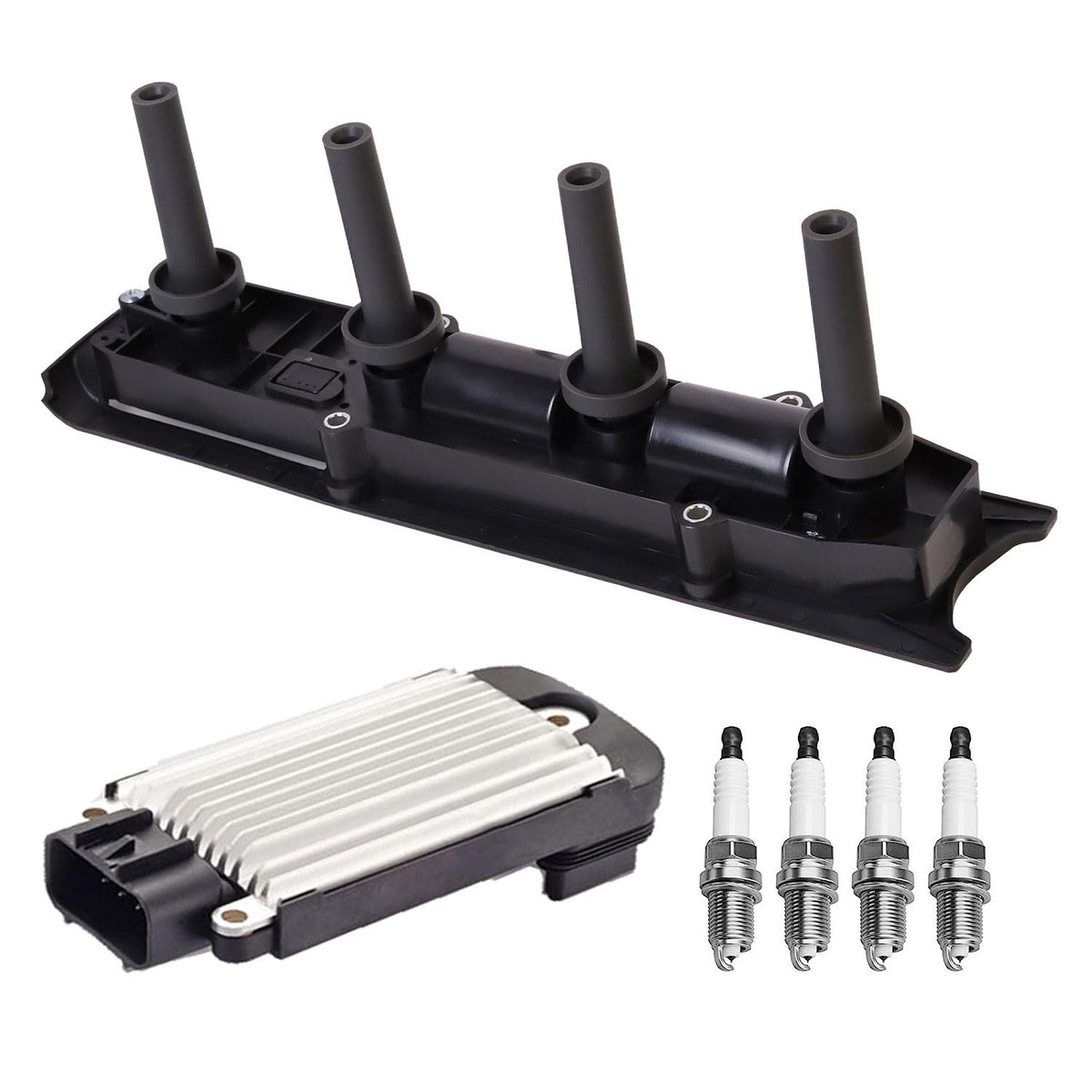 ENA Ignition Coil Pack with Ignition Module and Set of 4 Platinum Spar ...