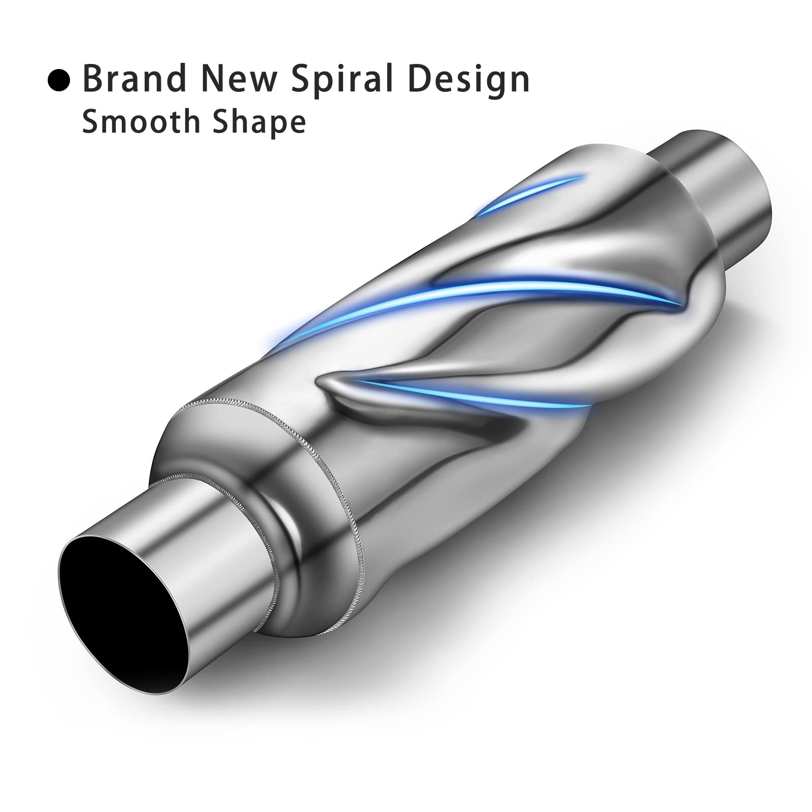 Peastorm Glasspack 2.5 Inch Muffler Exhaust Pipe, Universal Performance Resonator Dual Loud Exhaust Tip 2.5 Inch Inlet For Trucks Car