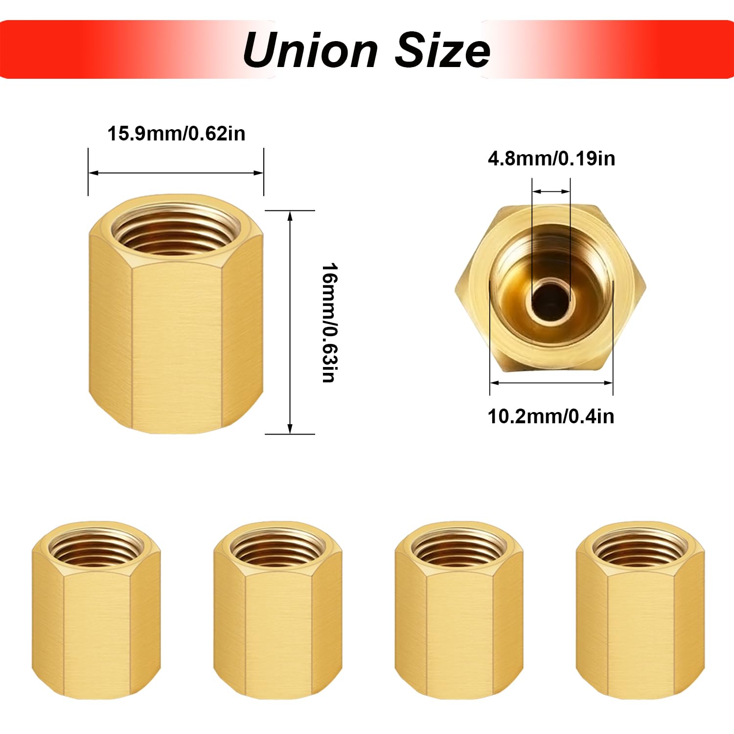 Tnisesm 12Pcs 7/16''-24 Threads Brake Line Fittings Assortment For 1/4'' Brake Line Tube(4 Unions, 8 Nuts)