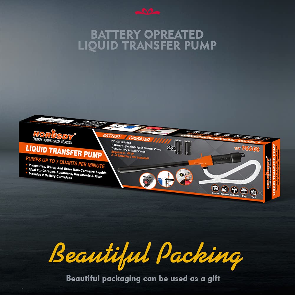 HORUSDY Portable Power Battery Pump, 2.2GPM Water & Fuel Transfer, Ideal for Camping, Emergency, & Household Use