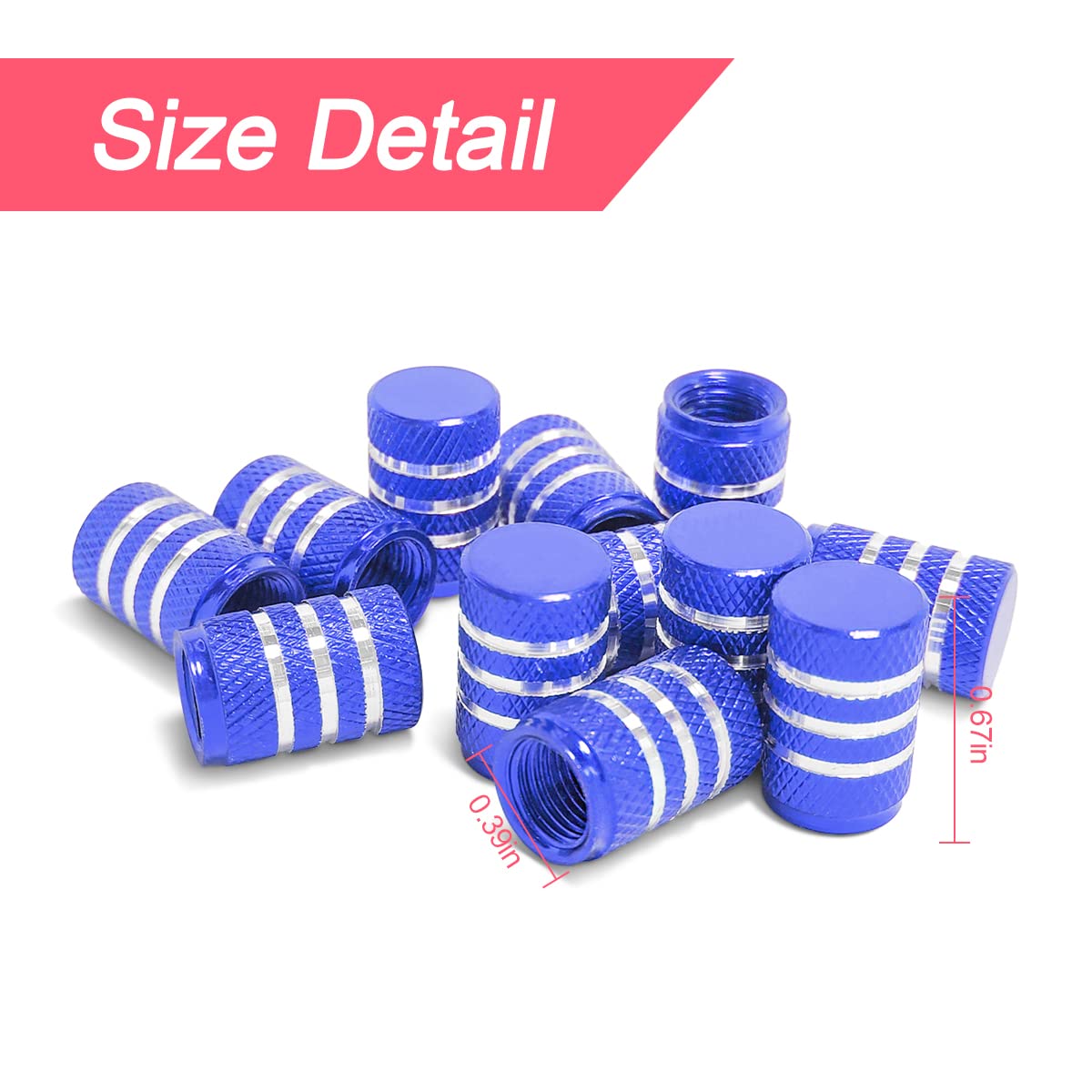 Tire Valve Stem Caps, 12 Pcs Dustproof Corrosion-Proof Premium Metal Rubber Seal Tire Valve Caps, Universal Fit For Cars, Suvs, Bike And Bicycle, Trucks, Motorcycles (Blue/Silver)