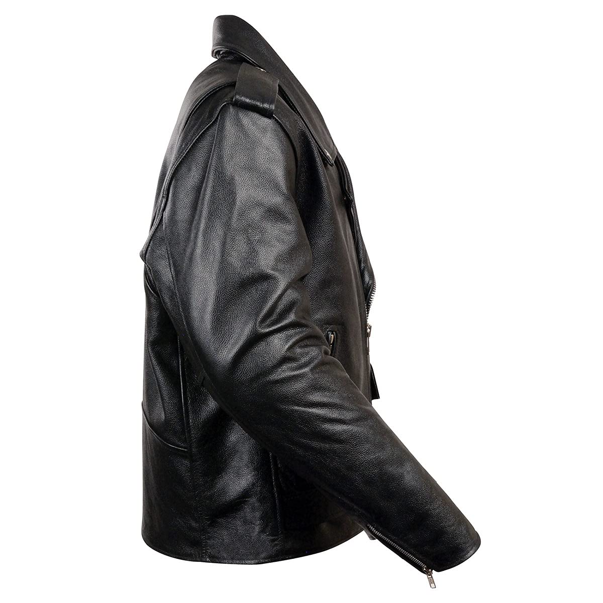 Milwaukee Leather Lkm1781 Men'S The Legend Classic Police Style Black Leather Motorcycle Jacket W/Quilted Liner - X-Large