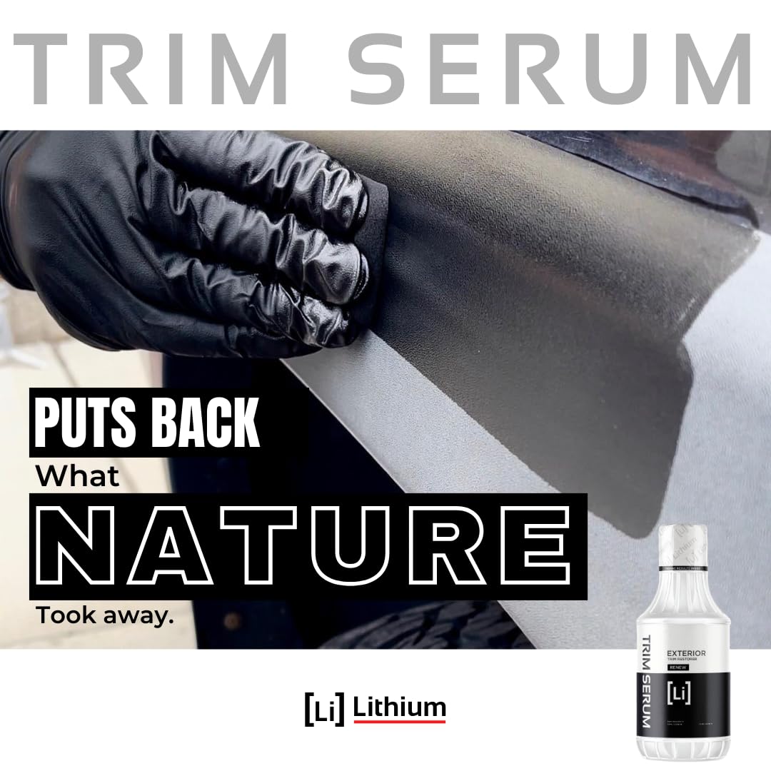 Trim Serum- Plastic Restorer For Cars- Restores Even The Most Damaged Plastic, Rubber, And Vinyl - Black Trim Restorer That Lasts For Months - Penetrates Plastic Pores Restoring Color (16 Oz)