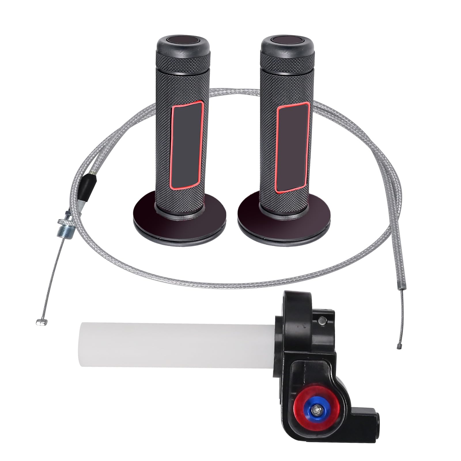 Cadufuelly 7/8' 22Mm Twist Throttle Accelerator Handle Grips And Cable Set Switch Replacement For Crf Klx Ttr 110 125 150 200 250Cc Mini Bike Atv Quad Pit Bike Dirt Bike (Red)