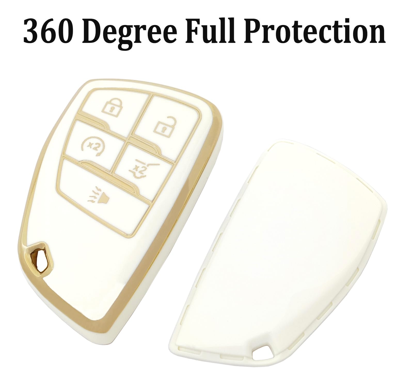 Arruweer Key Fob Cover Keychain Fit For 2022 2023 Chevrolet Silverado 1500 Gmc Sierra 1500 5 Buttons Smart Key Shell Protector