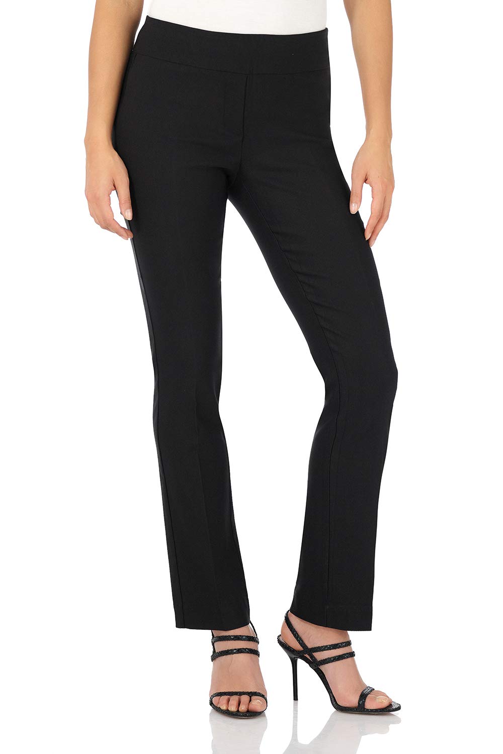 Rekucci Womens Ease Into Comfort Straight Leg Pant With Tummy Control (18, Black)