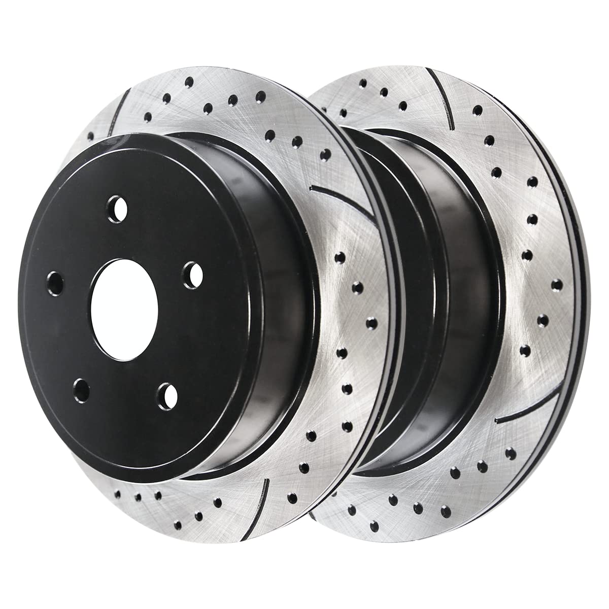 Autoshack Black Hat Drilled And Slotted Brake Rotors Front Brake Rotor Replacement Kit For 2002-2018 Ram 1500 2004-2009 Dodge Durango 2007-2009 Chrysler Aspen 3.0L 3.6L 4.7L 5.7L V8 4Wd Rwd Pr63007Lr