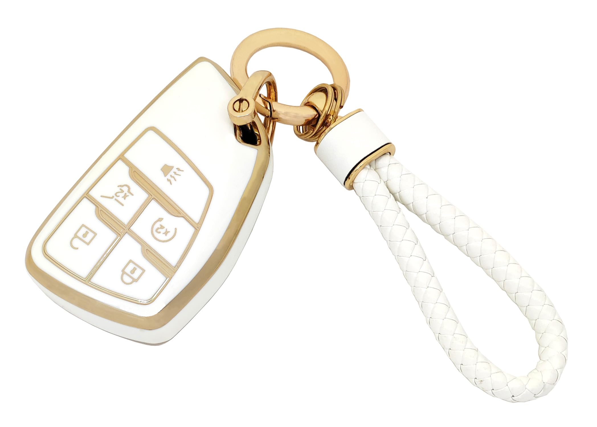 Arruweer Key Fob Cover Keychain Fit For 2022 2023 Chevrolet Silverado 1500 Gmc Sierra 1500 5 Buttons Smart Key Shell Protector