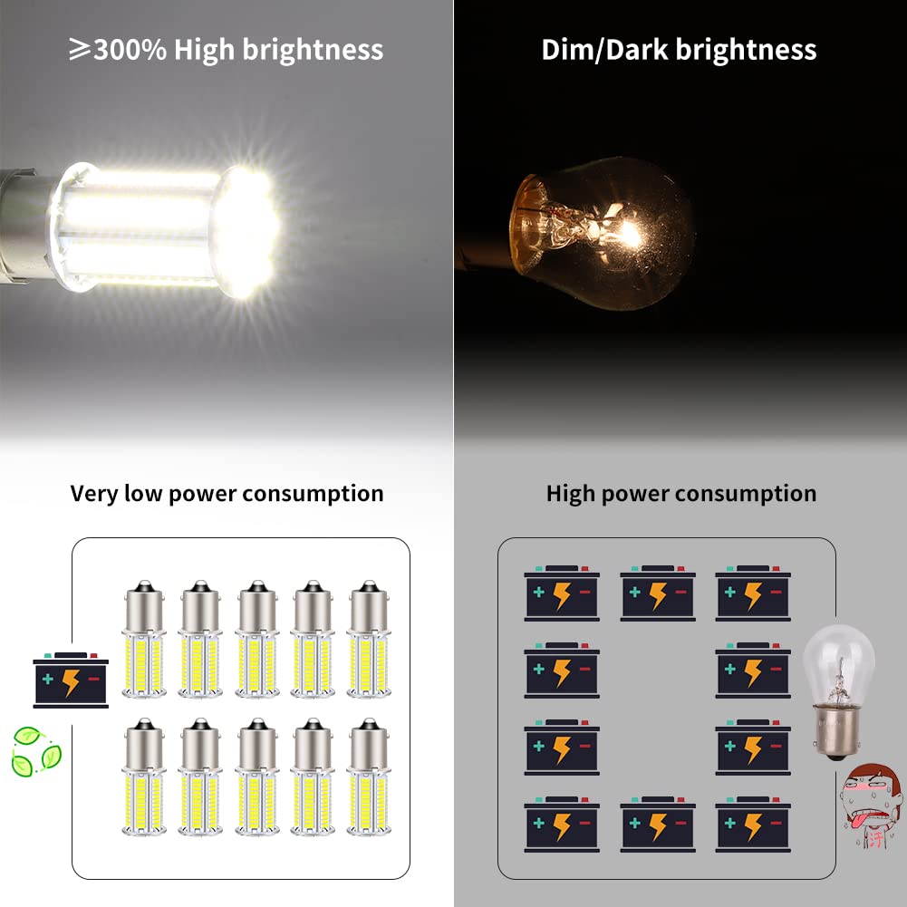 Rvzone 1156 1141 1003 7506 Ba15S 1383 Led White Rv Interior Light | Super Bright 4014 105-Smd Led Replacement For 12 Volt Rv Cam