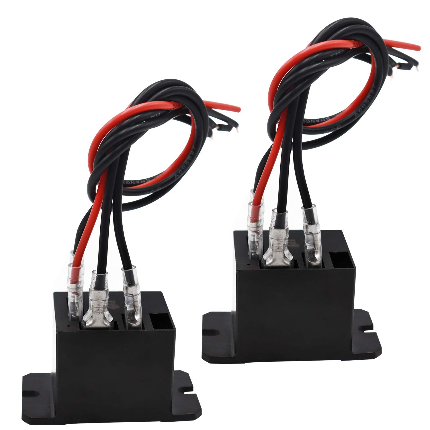 Tnisesm 2PCS Power Relay SPST(1 NO) DC12V Coil, 30A SPST 120 VAC with Flange Mounting and 8 Quick Connect Terminals Wires Mini R
