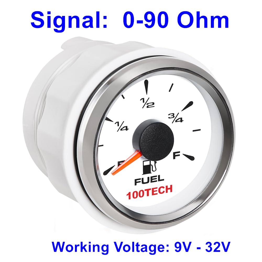 100TECH Boat Fuel Gauge 0-90ohm Fuel Gauge for Boat 52mm 2-1/16 Aftermarket Gauges Automotive Replacement Motorcycle Gas Car Tru