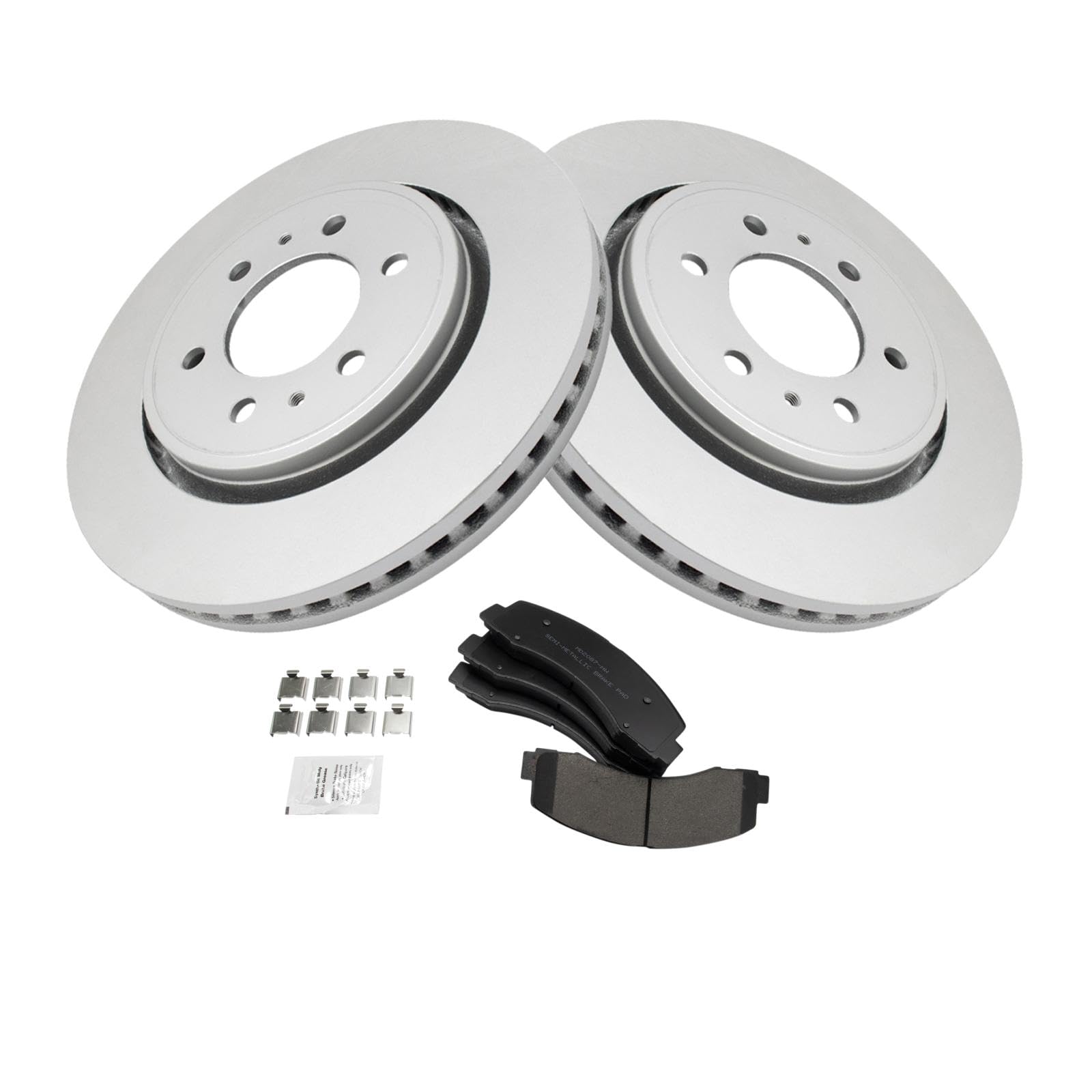 Trq Front Brake Pad & Rotor Kit Brake Pads Brake Rotor Semi-Metallic Premium G-Coated Compatible With 2018-2020 Ford Expedition