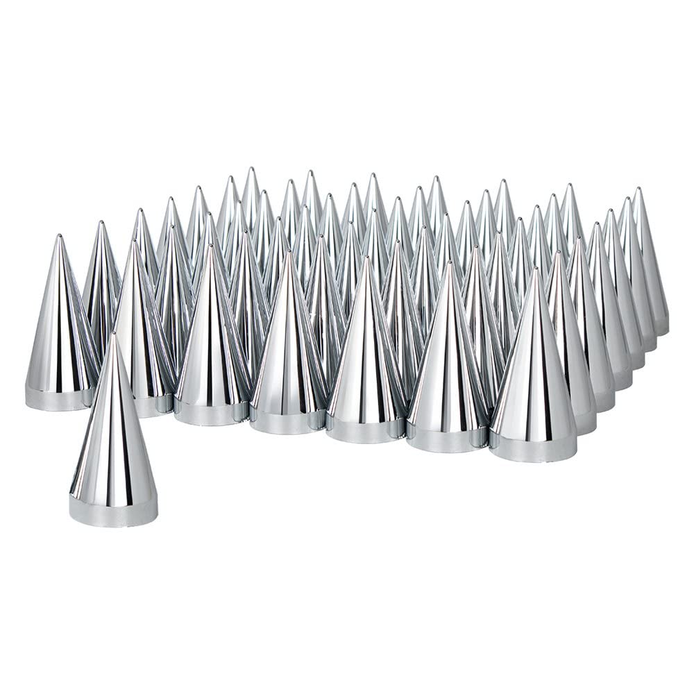 United Pacific 10780Cb - Wheel Lug Nut Cover Set - 33Mm X 4.25&quot; Chrome Plastic X Spike Nut Cover - Thread-On (60 Pack)