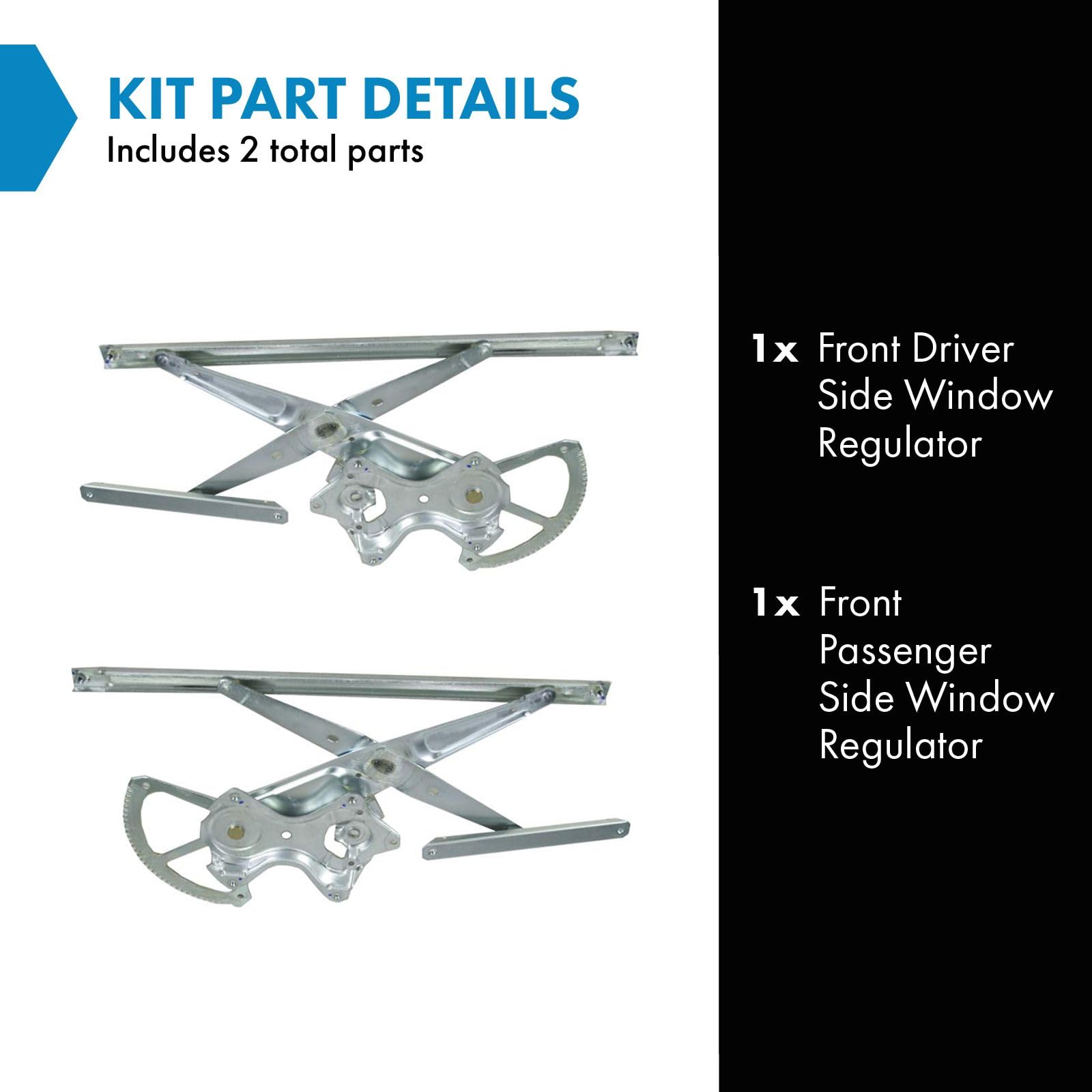 Trq Front Power Window Regulator Set Compatible With 2008-2013 Toyota Highlander