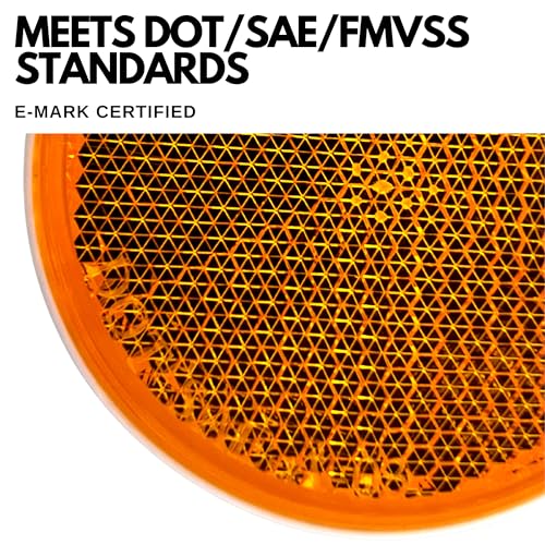 [All Star Truck Parts] [Qty 25] [Red/Amber] 2'' Inch Round Reflector Bike,Trailer, Truck, Boat, Mailbox, Construction, Equipment