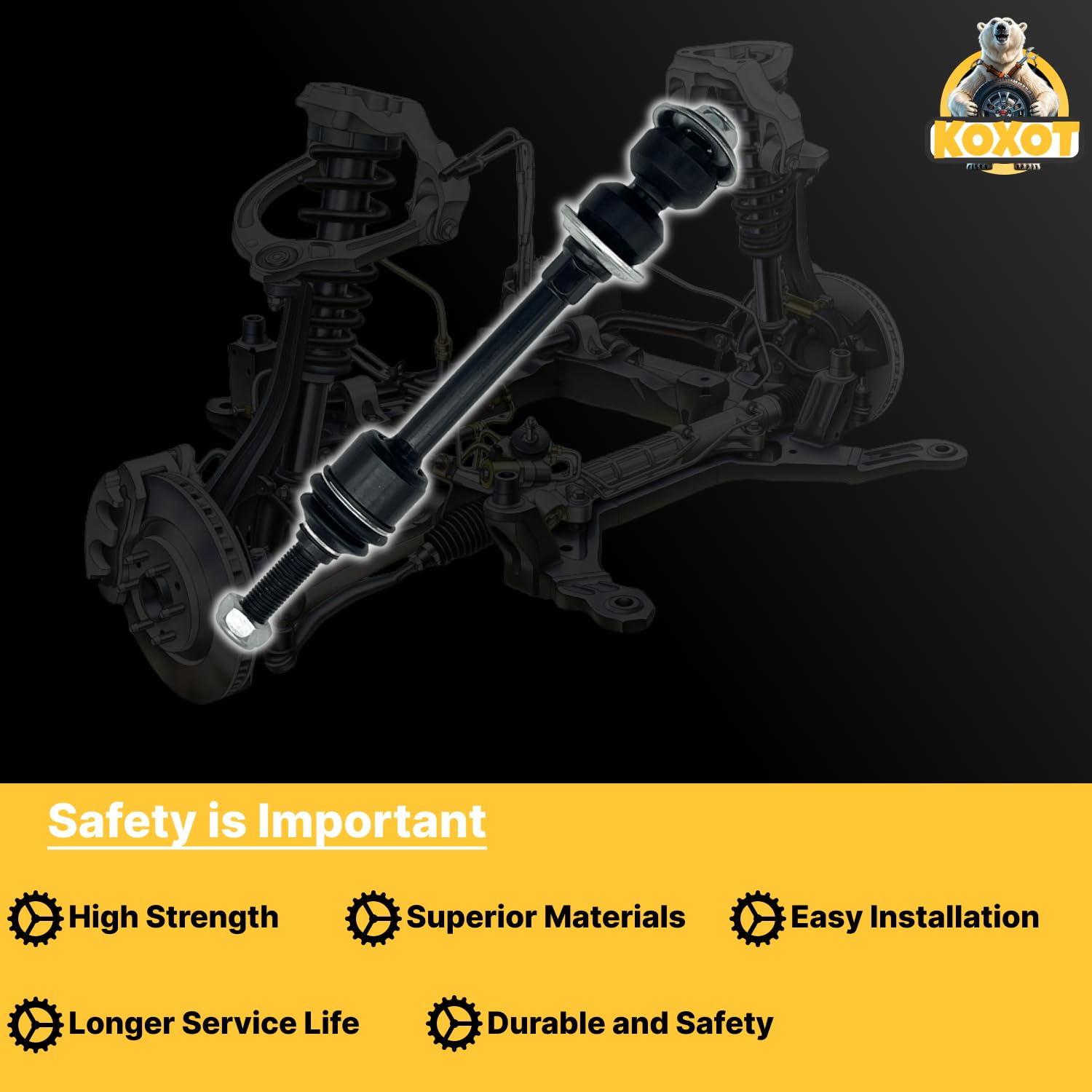 Koxot 2Pcs K7400 Front Sway Bar Link For 2002-2010 Dodge Ram 1500, Front Stabilizer Bar End Link Kits For 2011-2013 Dodge Ram 15