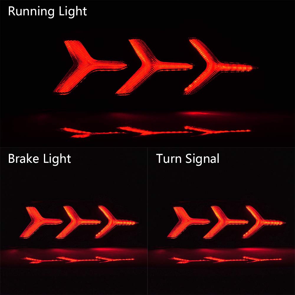 2Pcs Rear Brake Tail Light Lower Bumper Reflex Lamp Fishbone Style Tail Lamp Compatible With 2016-20 Civic Sedan 10Th Gen Red