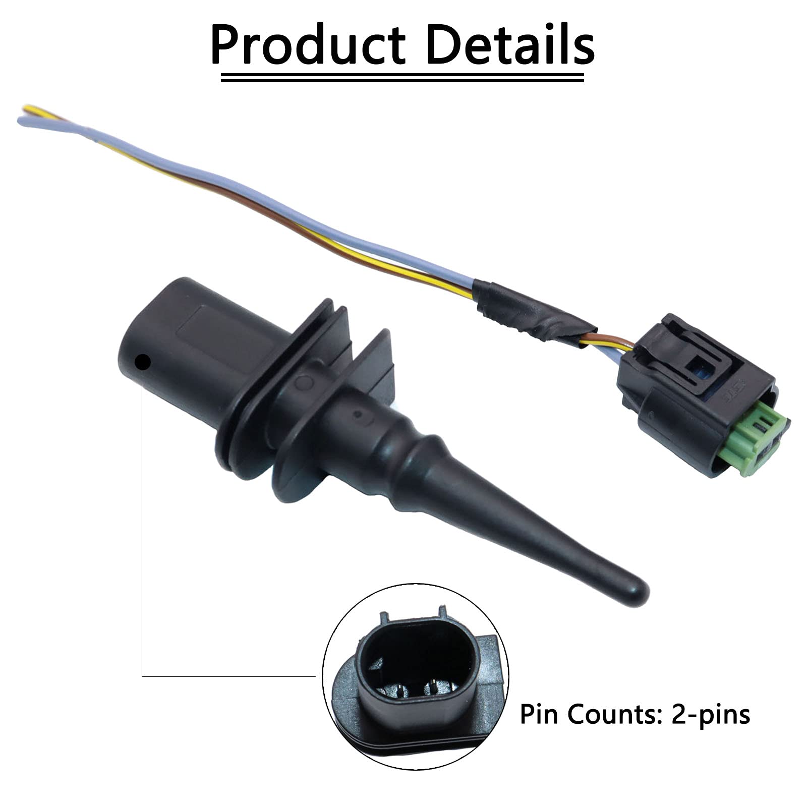 Kejsted Outside Ambient Air Temperature Sensor & Connector Pigtail Plug 65816905133 65816905050 Compatible With Bmw 128I 323I 325I 328I 330Ci 528I 530I 550I M3 M5 M6 X3 X5 X6 Z4 Z8 Mini Cooper