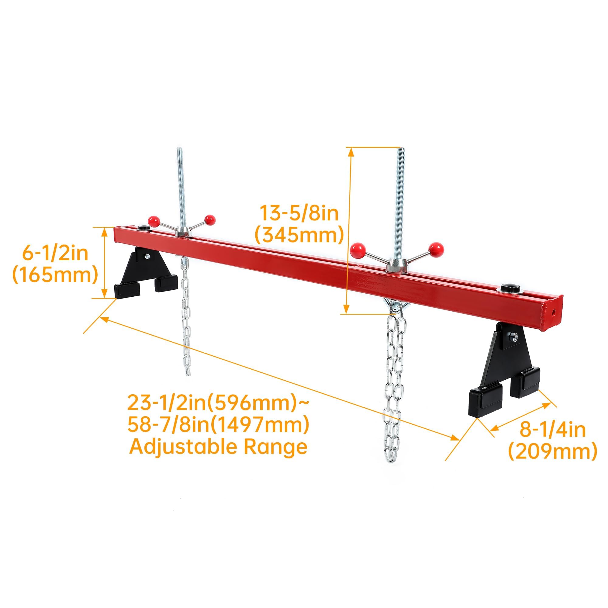 KUAFU Engine Support Bar 1100lbs Capacity Motor Transverse Bar with 2 Points Lift Holder Dual Hook Cross Hoist Engine Hoist for