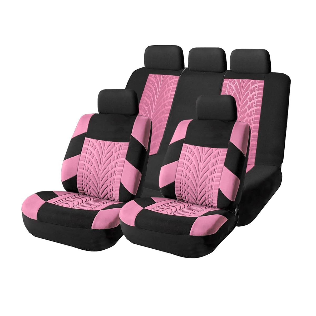 Car Seat Covers Full Set, Polyester Front Bucket Seat Protectors With Split Bench Back Seat Covers, Breathable Thicken Premium Sporty Seat Cushions, Auto Accessories For Car, Suv (Pink/Front,Back)