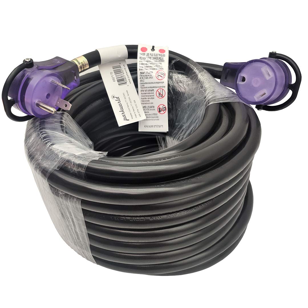 Parkworld Rv 30A Extension Cord Nema Tt-30 With Handle, Camper 30Amp Tt-30P To Tt-30R (50 Feet)