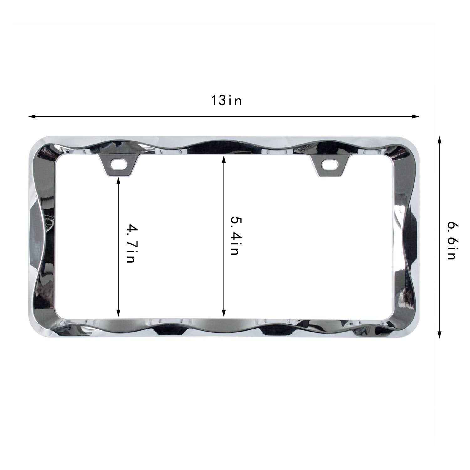 Creathome 3D Curly Wave Pattern Chrome License Plate Frame From Pure Zinc Alloy Metal