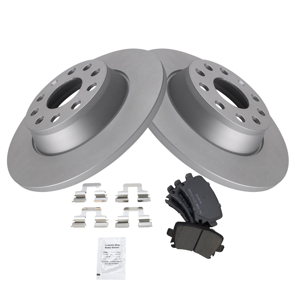 Trq Rear Brake Pad & Rotor Kit Brake Pads Brake Rotor Ceramic Premium G-Coated Compatible With 2009-2010 Audi A3 A3 Quattro 2009