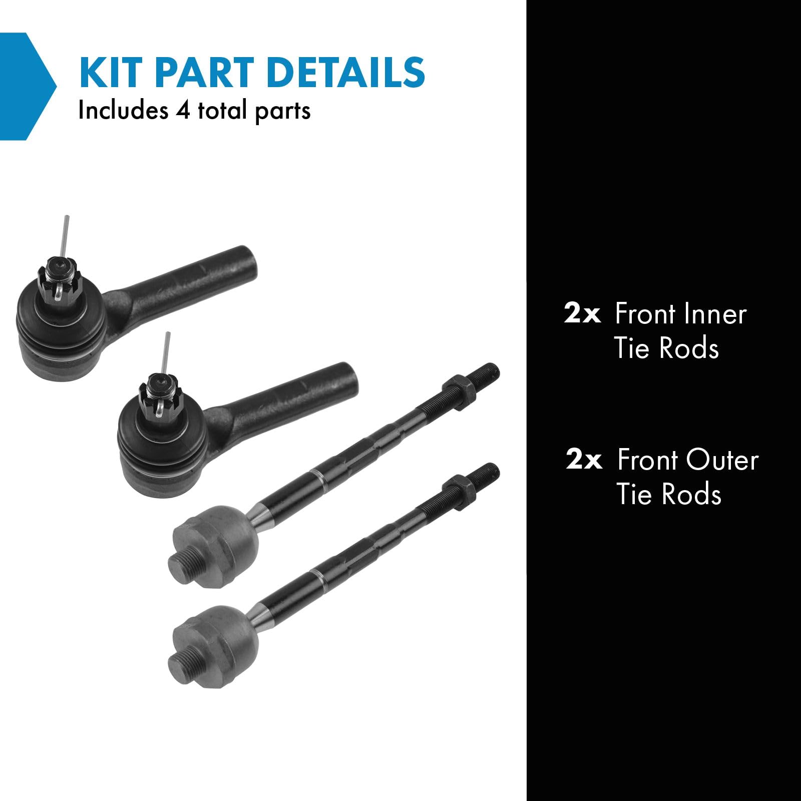 Trq Front Inner And Outer Tie Rod Set Compatible With 2004-2006 Chevrolet Colorado Gmc Canyon