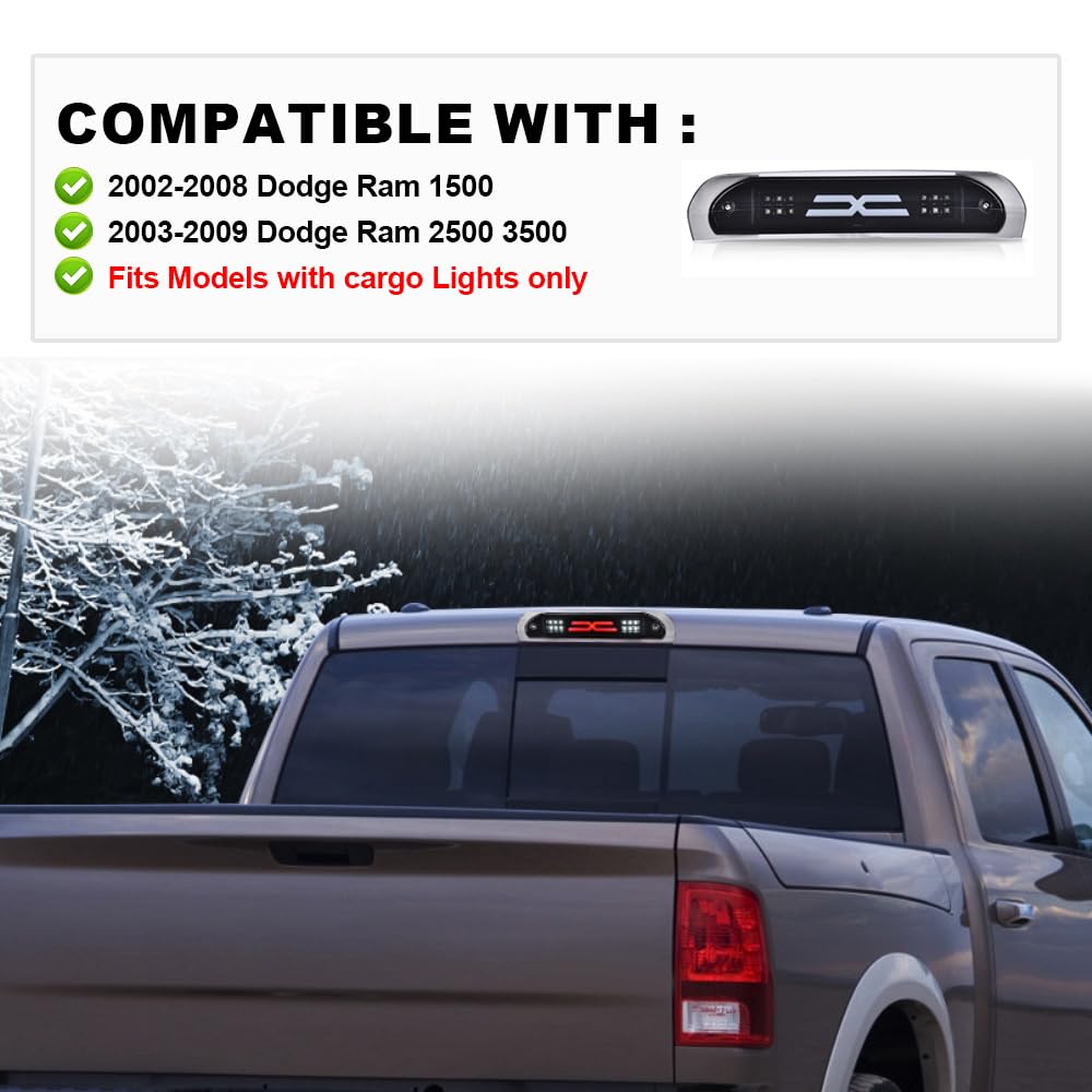 Pit66 Led 3Rd Brake Light, Compatible With 2002-2008 Dodge Ram 1500/2003-2009 Dodge Ram 2500 3500 Led Third Brake Light Cargo Bl