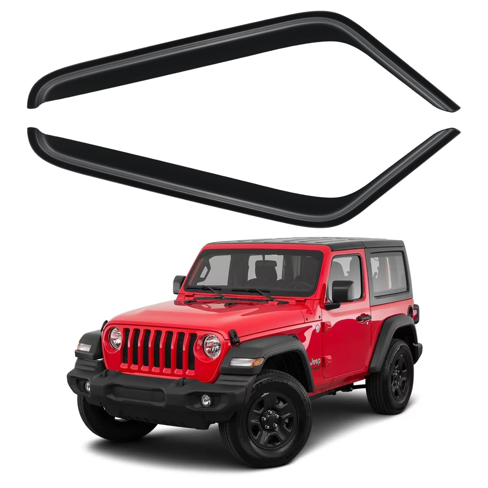 Window Visors Rain Guards For 2007-2018 Jeep Wrangler 2-Door, Out-Channel Window Vent Wind Deflectors Visors Shades For 07-18 Wr