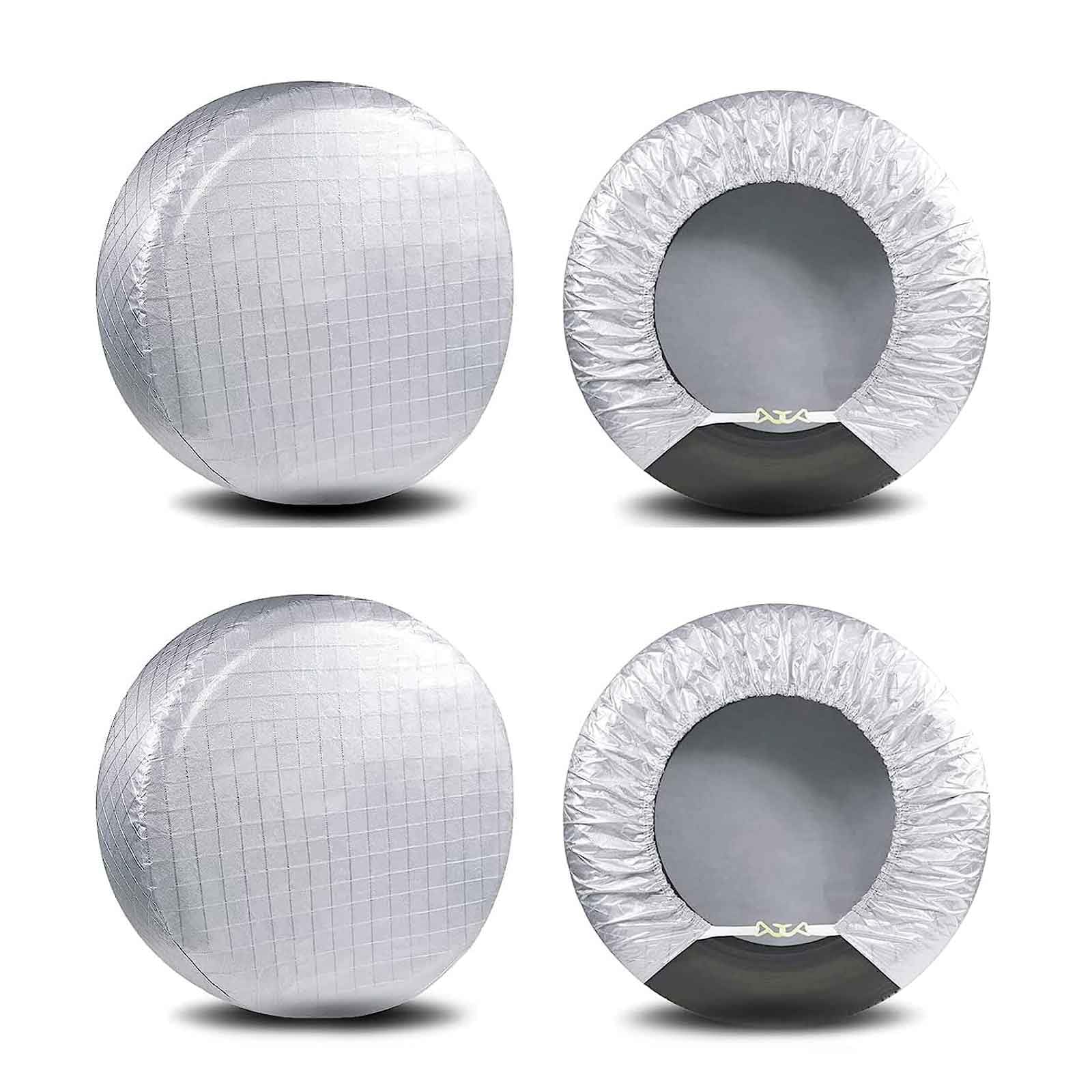 Amfor Tire Covers Set Of 4, Waterproof Anti-Uv Sun Snow Rain Tire Covers For Trailers, Rv, Camper, Suv, Truck, Fit 19-22 Inches