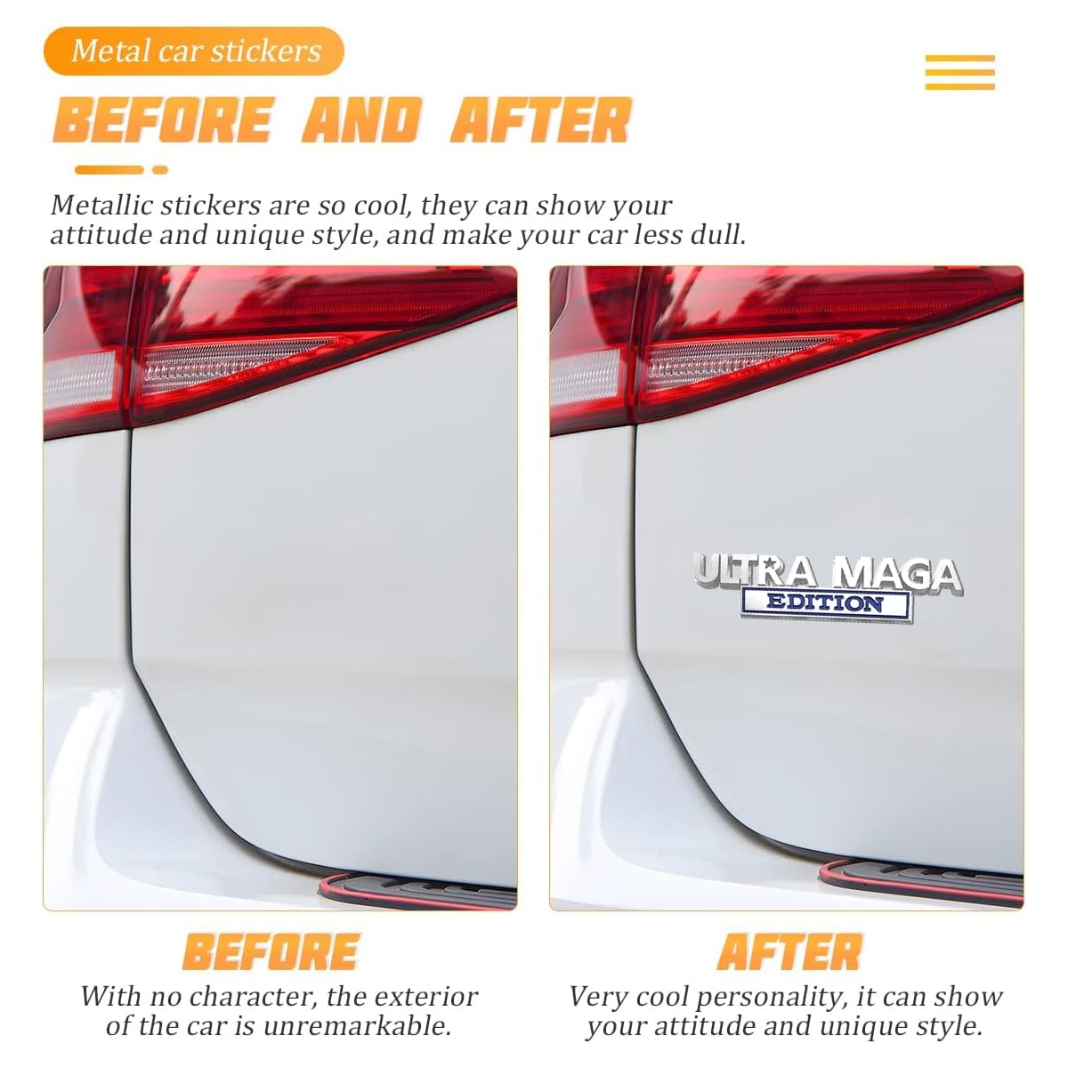 Aicel Ultra Maga Edition Emblems, 3D Raised Full Metal Car Decals, Classic Personality Labels Car Badges With Strong Adhesive, E