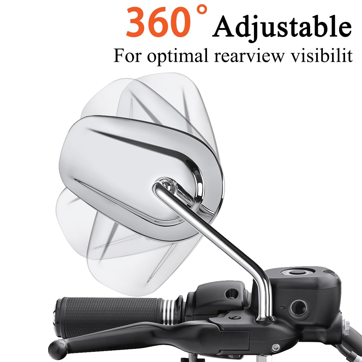 Fovplue Handlebar Mount Mirrors,Left & Right Side Long Stem Rearview Mirrors For 1982-2024 Harley Models,For Cvo Dyna Electra Glide Road Glide Road King Softail Street Glide Sportster 1200 883,Black