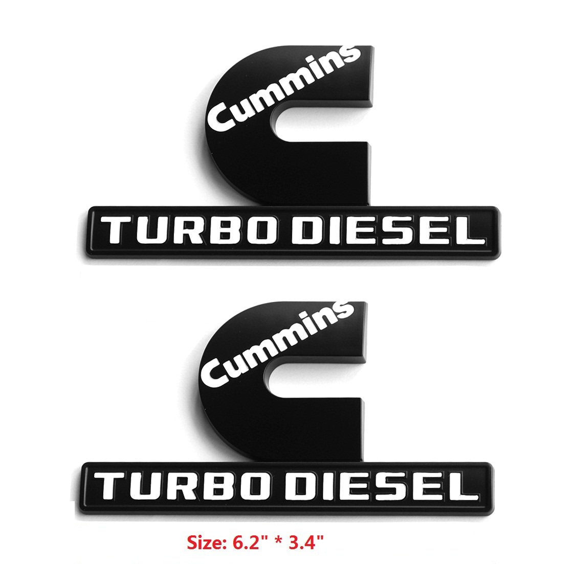 Yoaoo 2Pack Oem Black Cummins Turbo Emblem Compatible With 2500 3500 Emblem Matte White 6.2 By 3.4 Inches