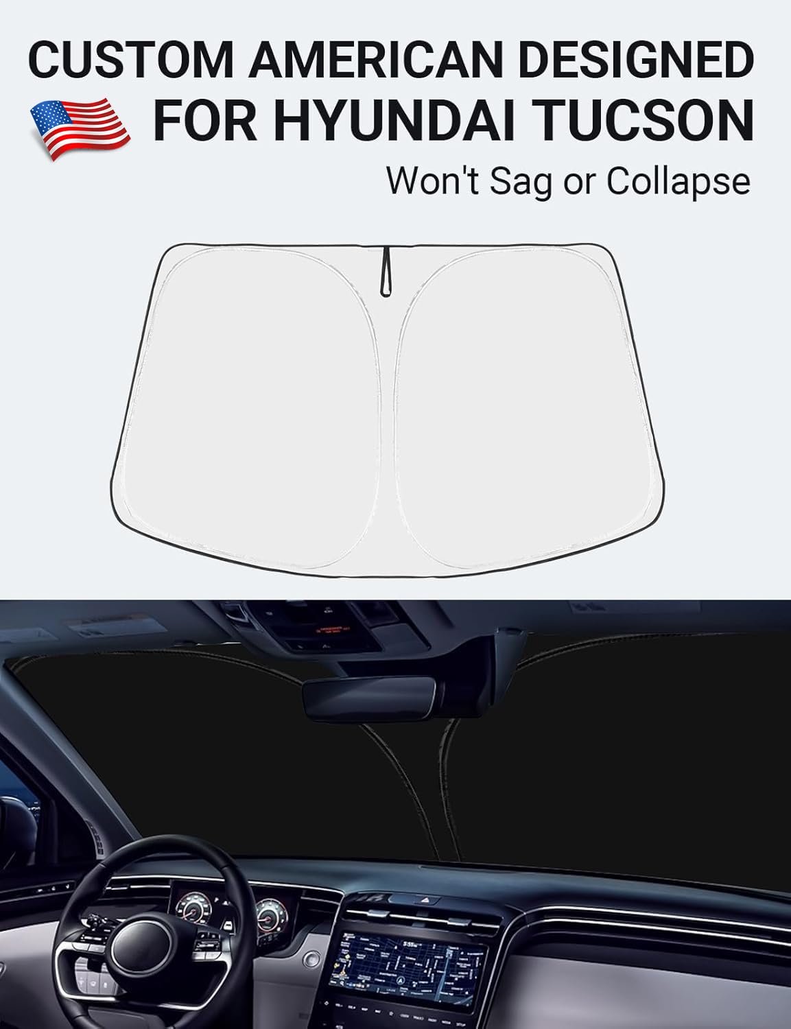 Proadsy 2025 Upgrade Windshield Sun Shade Custom Fit Hyundai Tucson 2016-2021 4-Layer Foldable Front Sunshade Protector Sun Viso