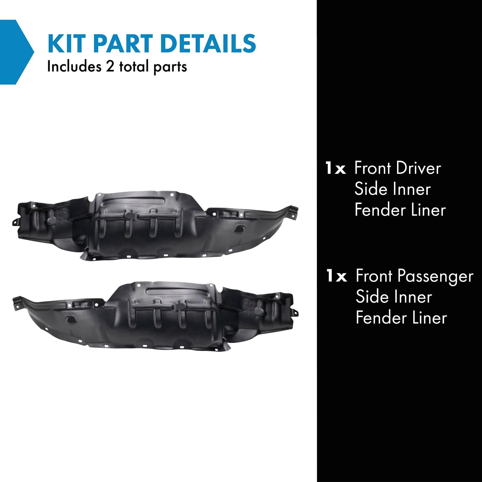 Trq Front Inner Fender Liner Set Compatible With 2000-2004 Nissan Xterra Ni1248105 Ni1249105