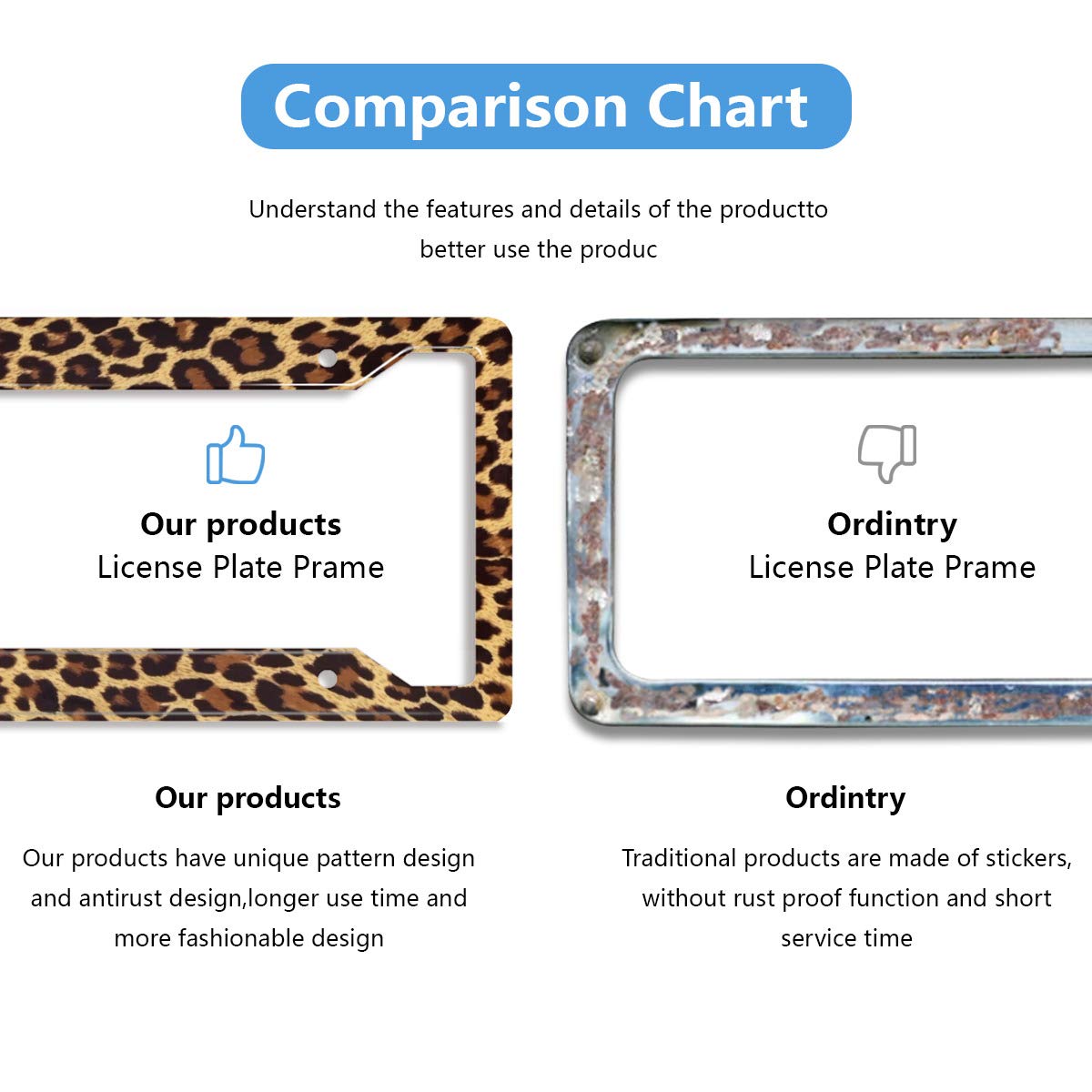 Personalized License Plate Frame Metal Aluminum Cute Cheetah Leopard Brown License Plate Cover Car Tag Holder With 4 Holes And Screws For Women Men Auto For Usa Canada Vehicles Standard (12X6)