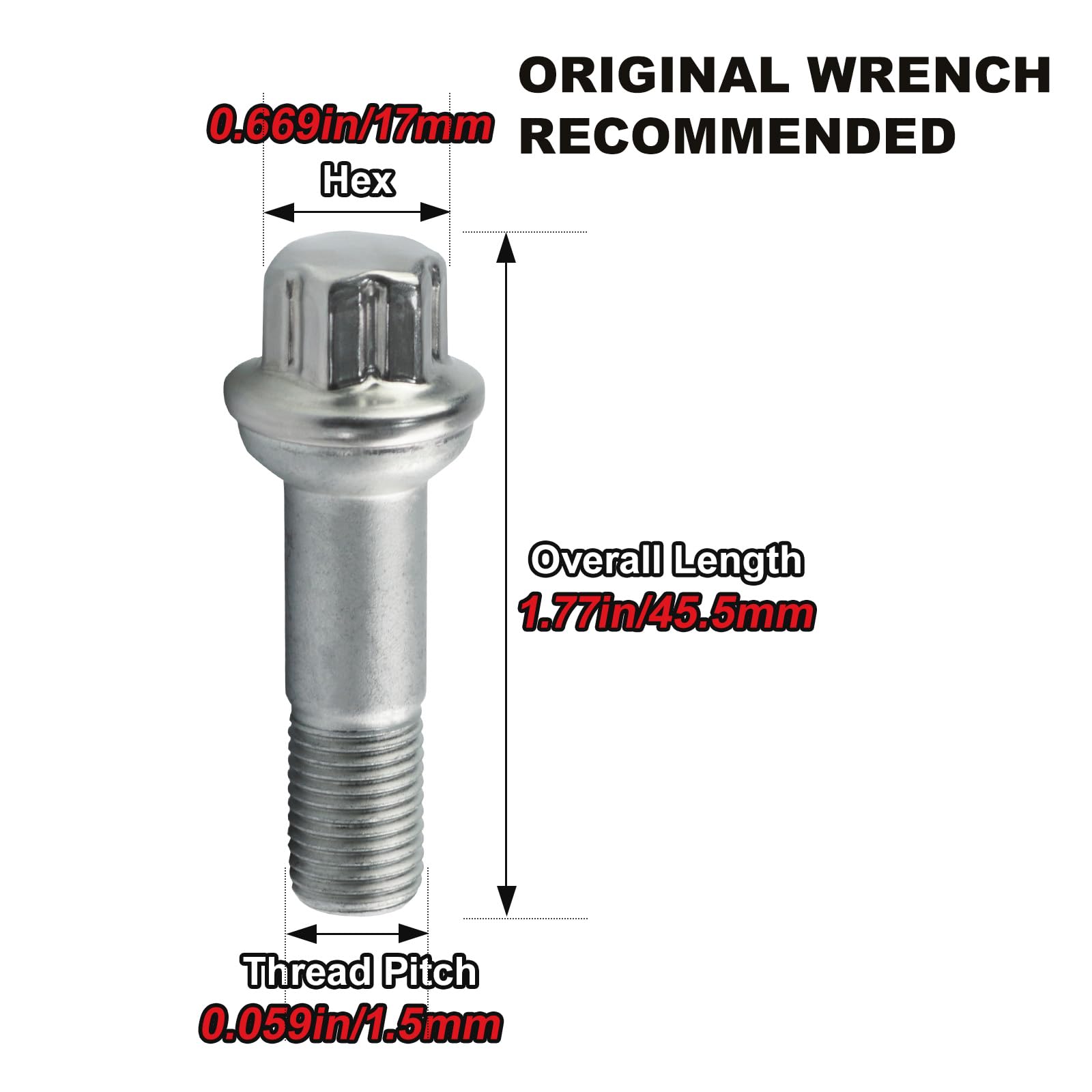 Bapmic 0009905407 Wheel Lug Nuts Bolt Stainless Steel Compatible with Mercedes Benz ML500 S550 CL63 ML350 GLK350 CL500 GL450 (Pa