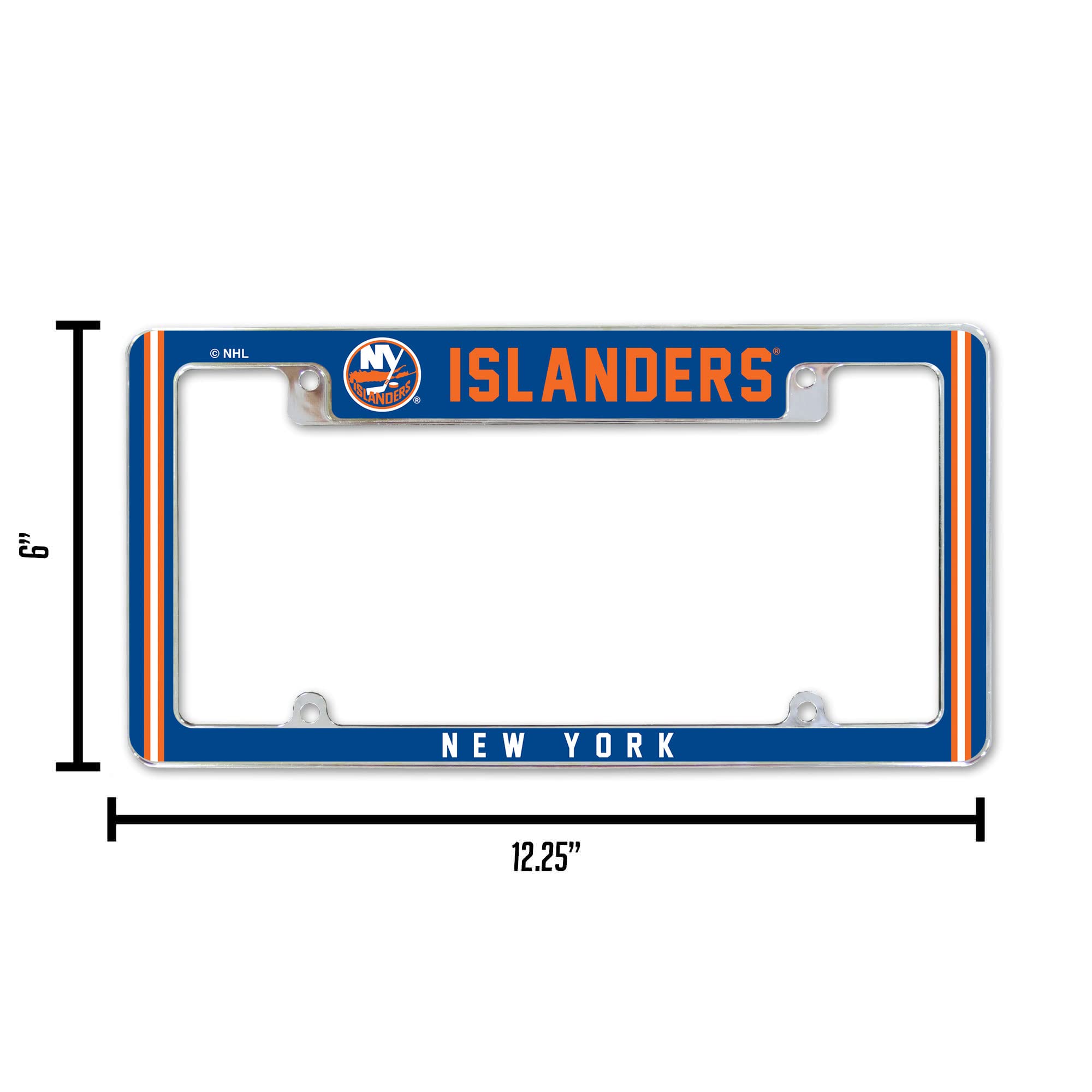 Rico Industries Nhl New York Islanders Classic 12 X 6 Chrome All Over Automotive License Plate Frame For Car/Truck/Suv