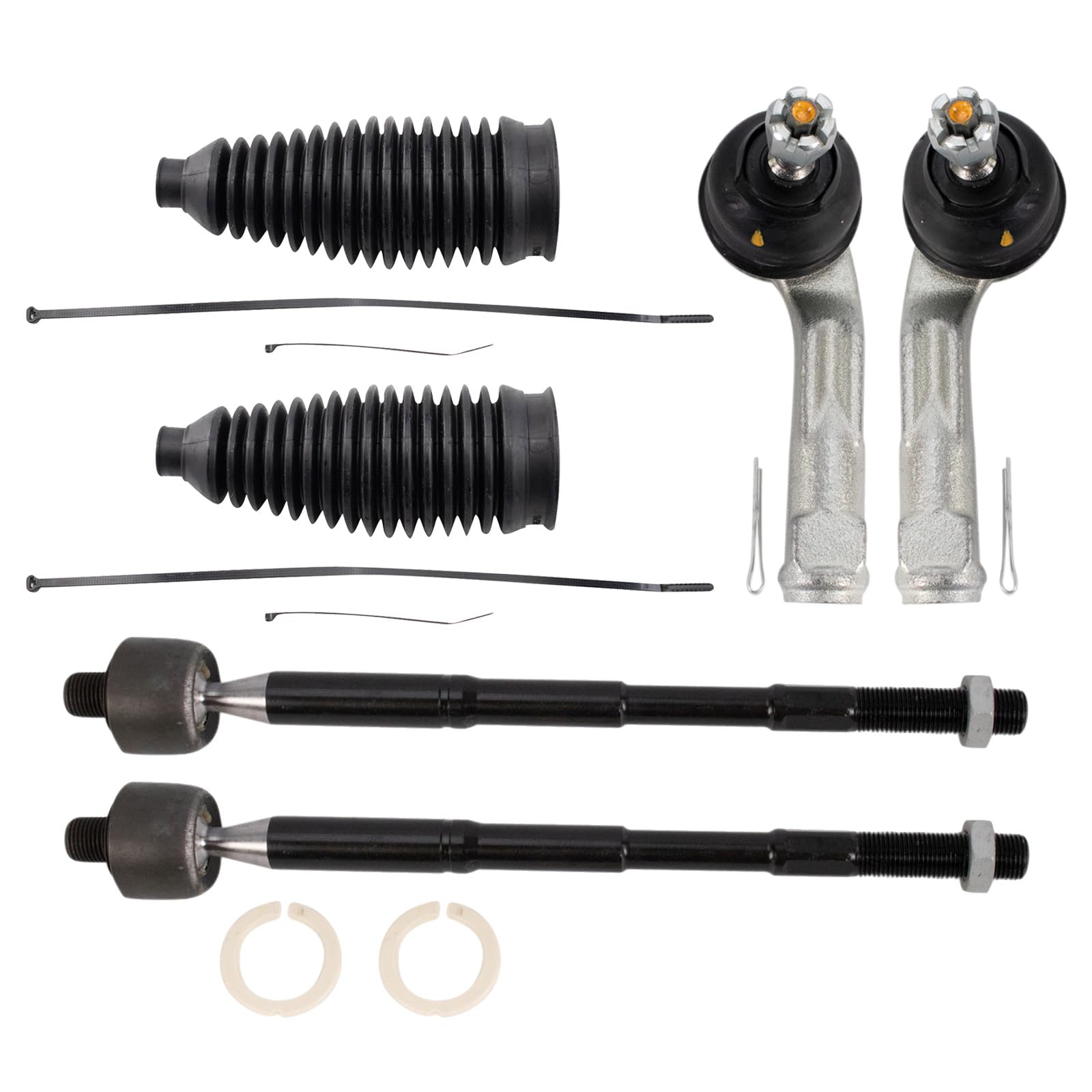 Trq Front Driver & Passenger Side Steering Kit Steering Rack & Pinion Bellow Tie Rod Compatible With 2016-2021 Hyundai Elantra 2