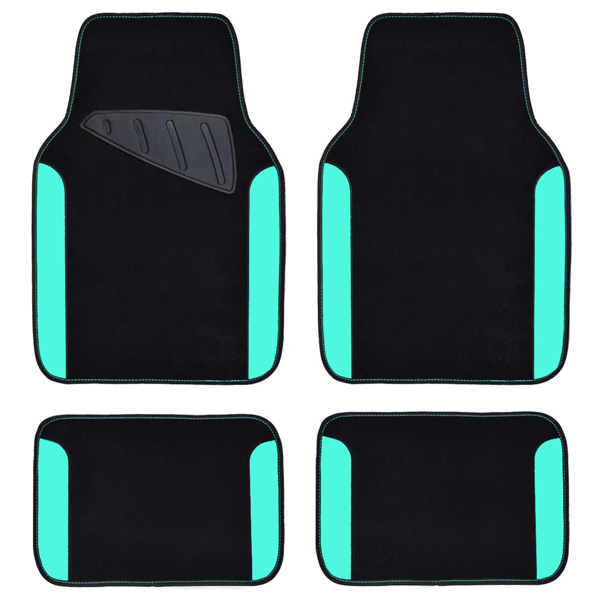 Car Pass Waterproof Universal Fit Car Floor Mats, Teal Car Mats Fit For Suv,Vans,Sedans, Trucks,Set Of 4Pcs Car Carpet For Women