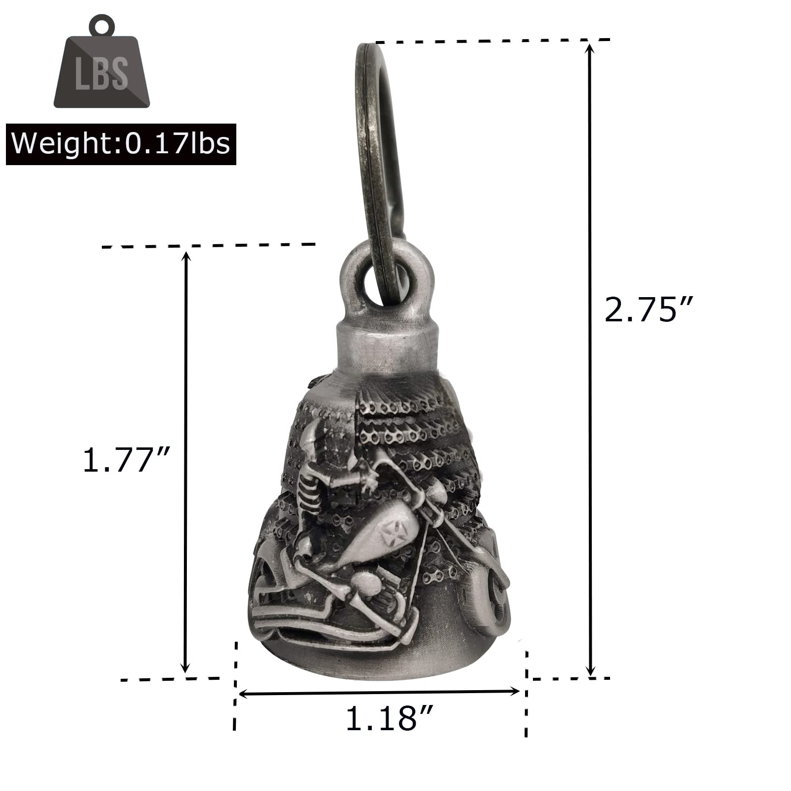 Dream Apparel Motorcycle ride bell for bikers,heavy spirit bells accessory and key chain for luck (DBL14-L Chopper)