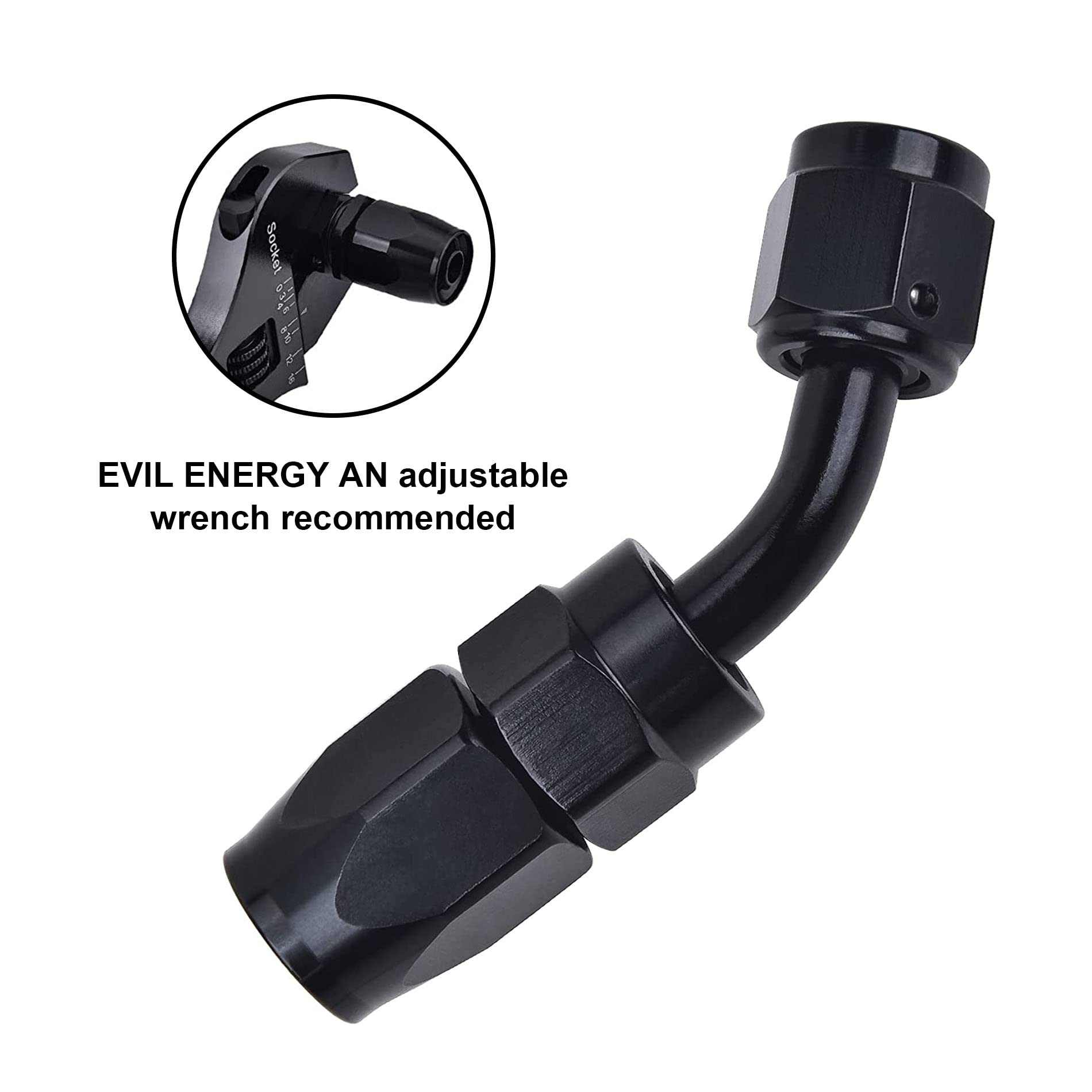 Evil Energy 4An Hose End Fitting 45 Degree Swivel For Cpe Braided Hose Black