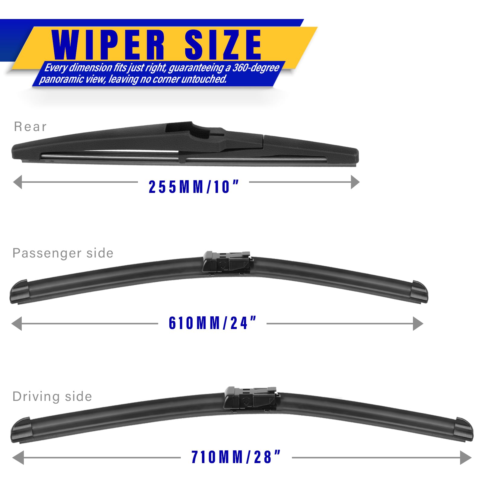 3 Wipers Replacement For 2017-2020 Chevrolet Chevy Cruze Hatchback, Windshield Wiper Blades Original Equipment Replacement - 28'
